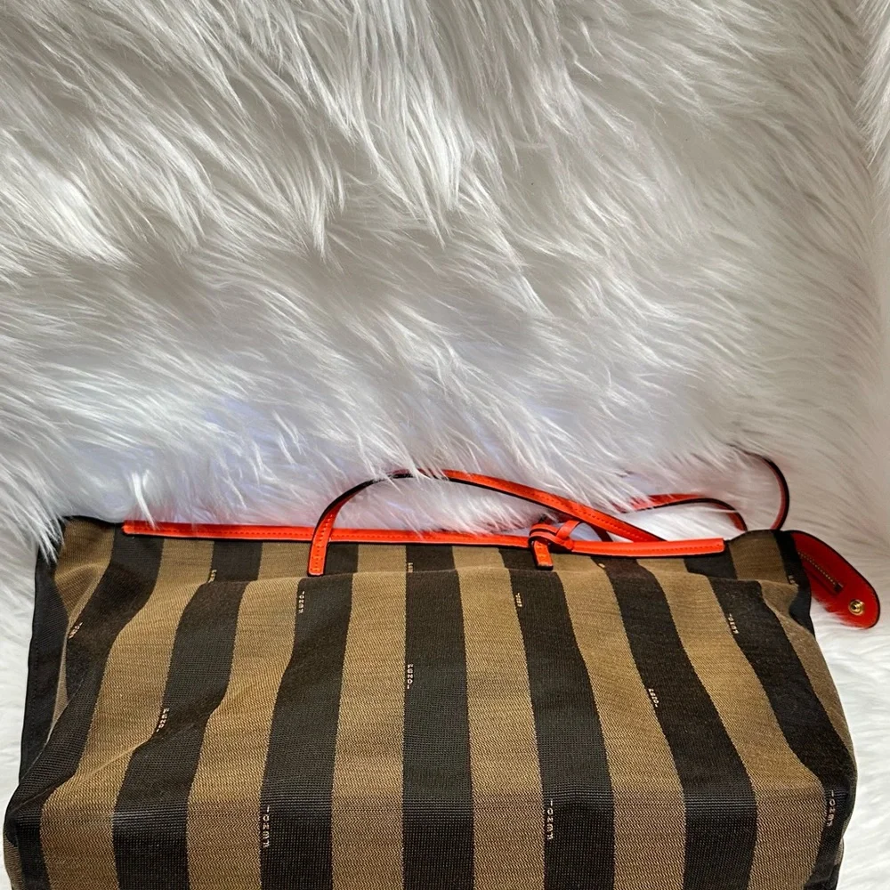 Fendi Women's Striped Tote Bag - orange and Brown - Picture 11 of 16